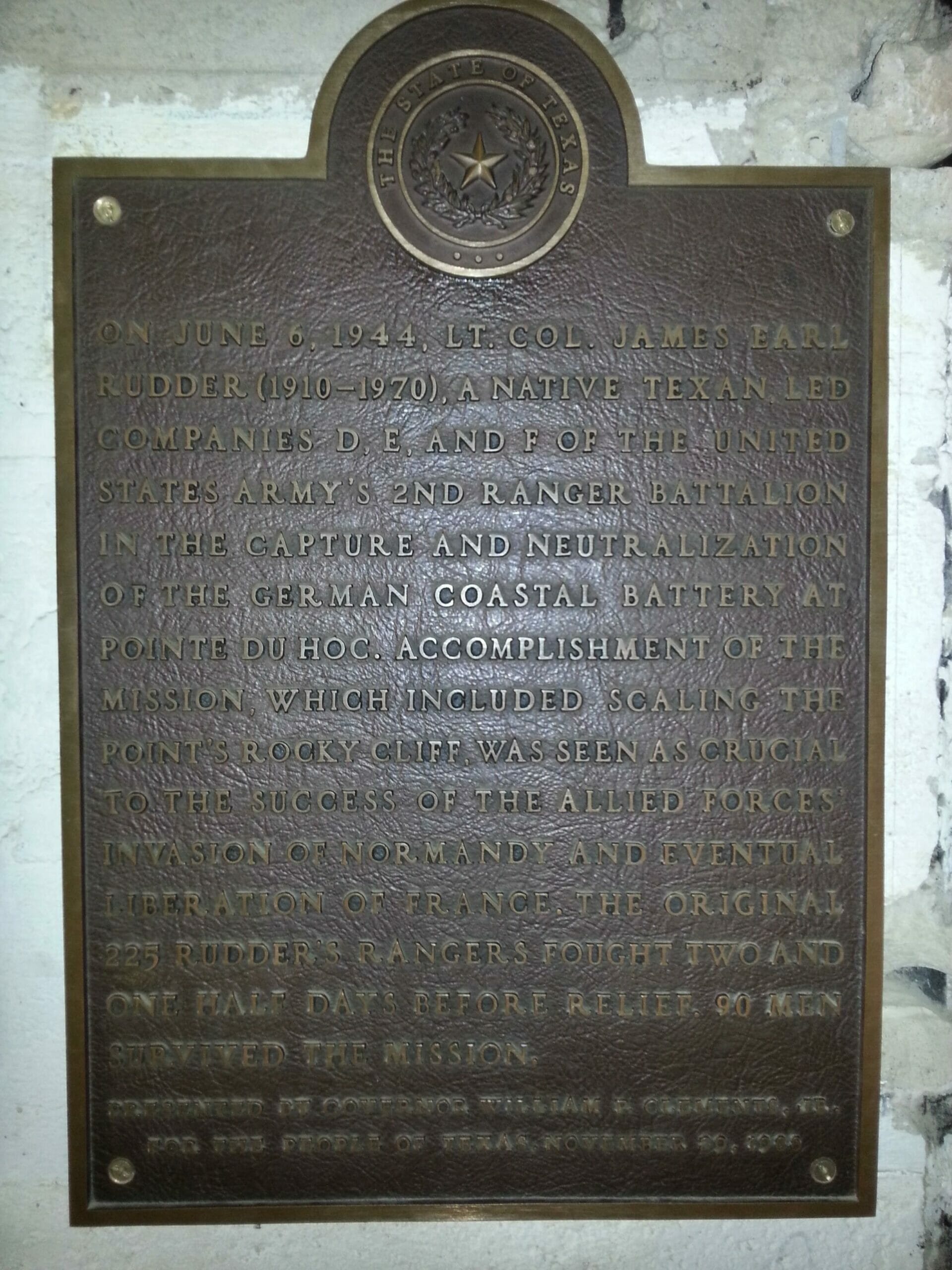 Pointe du Hoc Clements plaque
